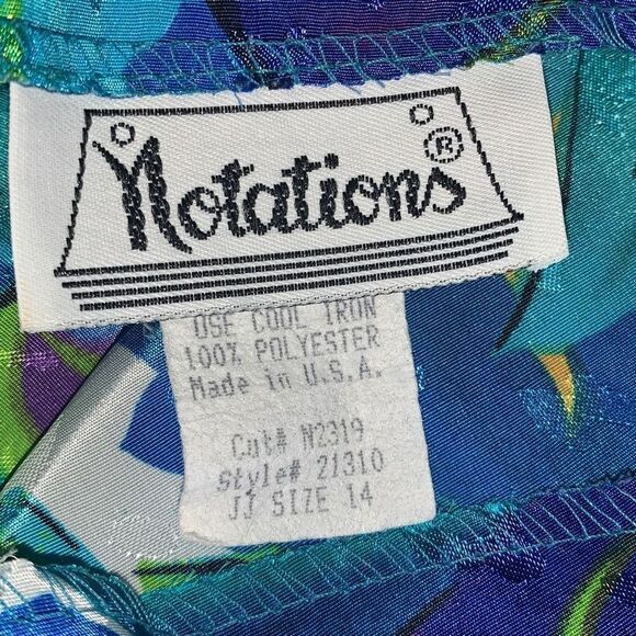 Vintage 80’s Satin Floral Jacquard Statement Blouse Women’s Large - Picture 8 of 9